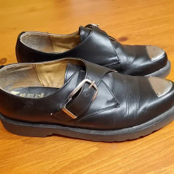 Funky Dr Martens black shoes with buckles & steel on toe - Picture 2 of 4